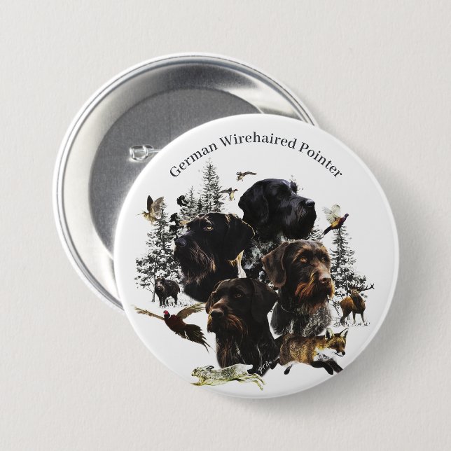 German Wirehaired Pointer Button (Front & Back)