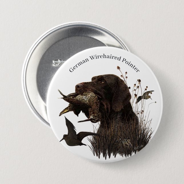 German Wirehaired Pointer Button (Front & Back)