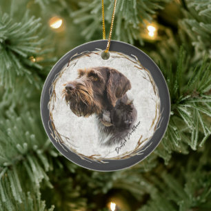German Wirehaired Pointer Ceramic Ornament