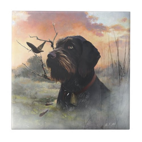 German Wirehaired Pointer Ceramic Tile