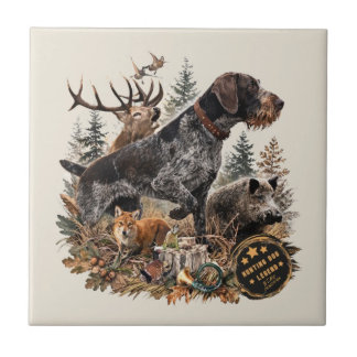 German Wirehaired Pointer Ceramic Tile