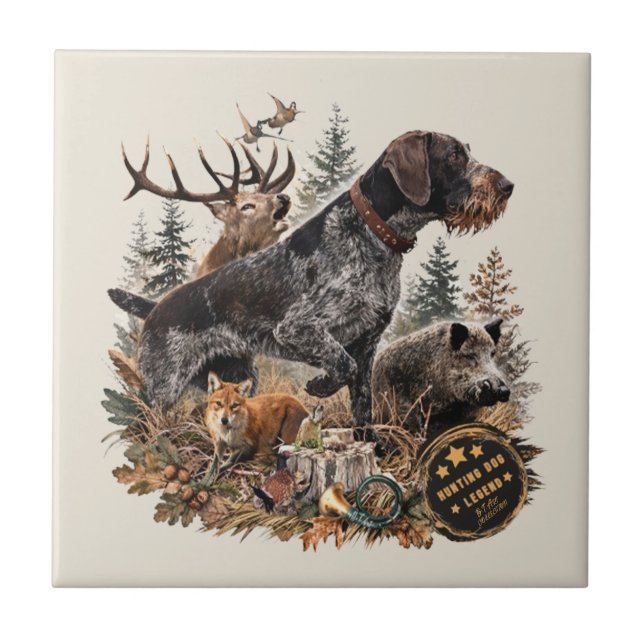 German Wirehaired Pointer Ceramic Tile (Front)