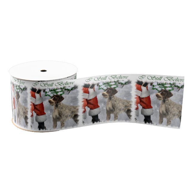 German Wirehaired Pointer Christmas Grosgrain Ribbon (Spool)