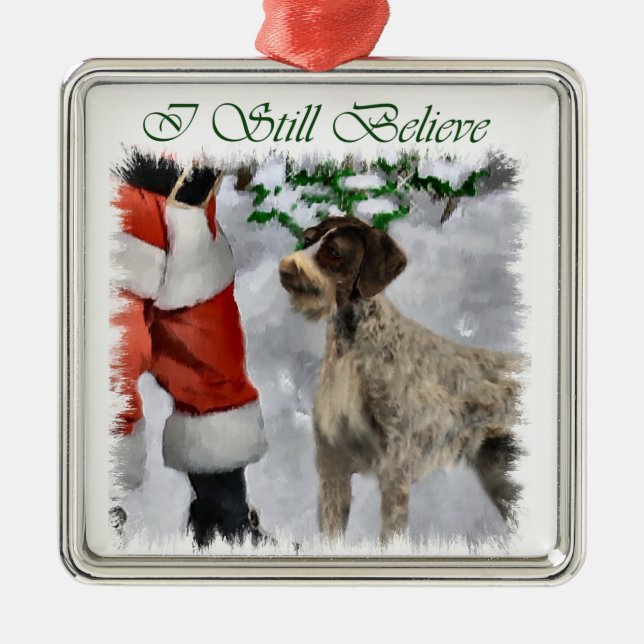 German Wirehaired Pointer Christmas Ornament (Front)