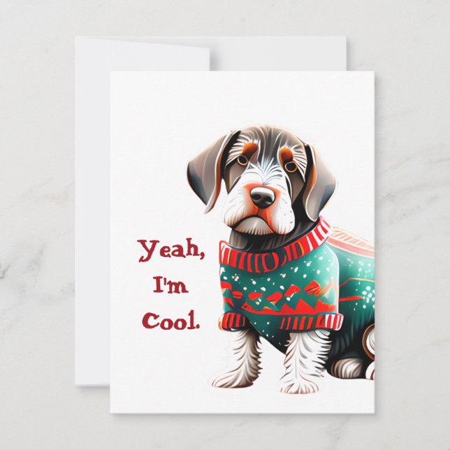 German Wirehaired Pointer Christmas Sweater Card (Front)