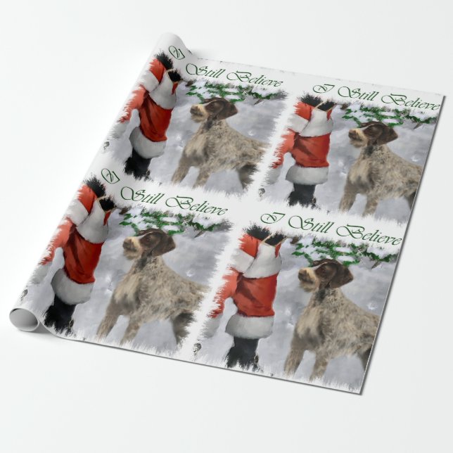 German Wirehaired Pointer Christmas Wrapping Paper (Unrolled)