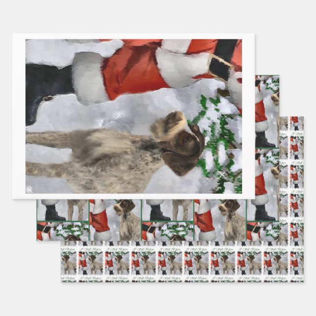 German Wirehaired Pointer Christmas Wrapping Paper Sheets (Set)
