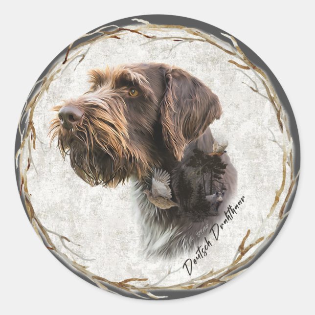 German Wirehaired Pointer      Classic Round Sticker (Front)