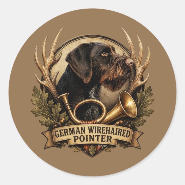 German Wirehaired Pointer Classic Round Sticker (Front)