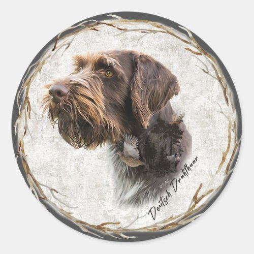 German Wirehaired Pointer       Classic Round Sticker