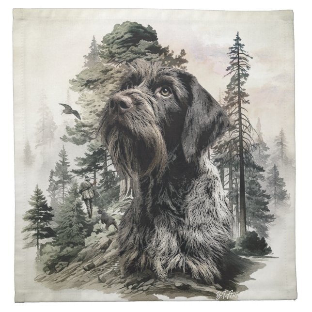 German Wirehaired Pointer Cloth Napkin (Front)