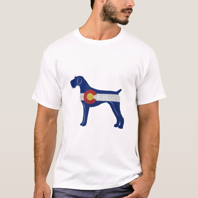 German Wirehaired Pointer Colorado Flag T-Shirt (Front)