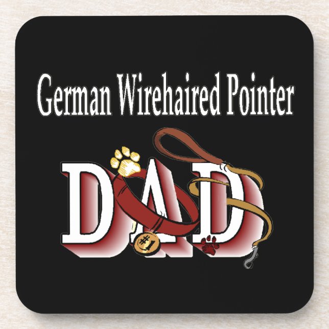 German Wirehaired Pointer Dad Beverage Coaster (Front)