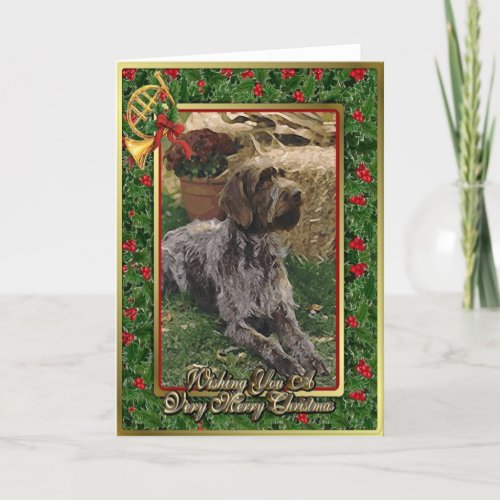 German Wirehaired Pointer Dog Blank Christmas Card