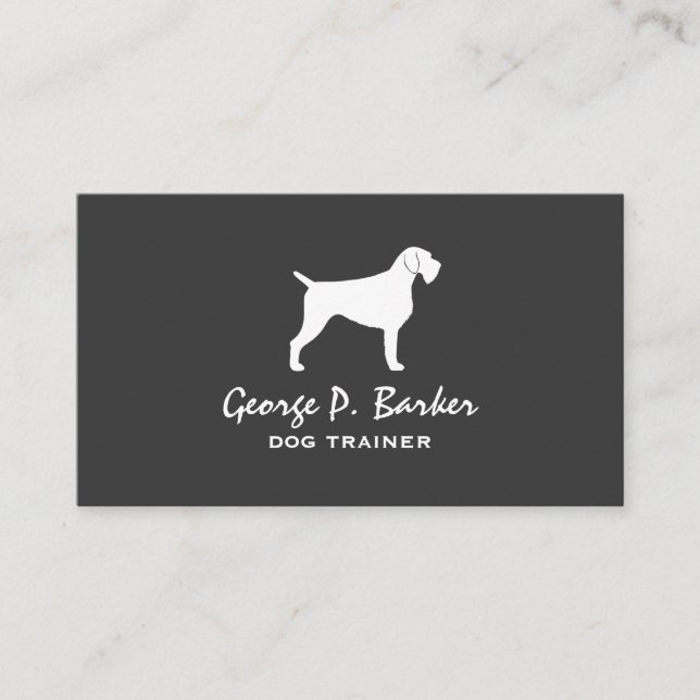 German Wirehaired Pointer Dog Breed Silhouette Business Card (Front)