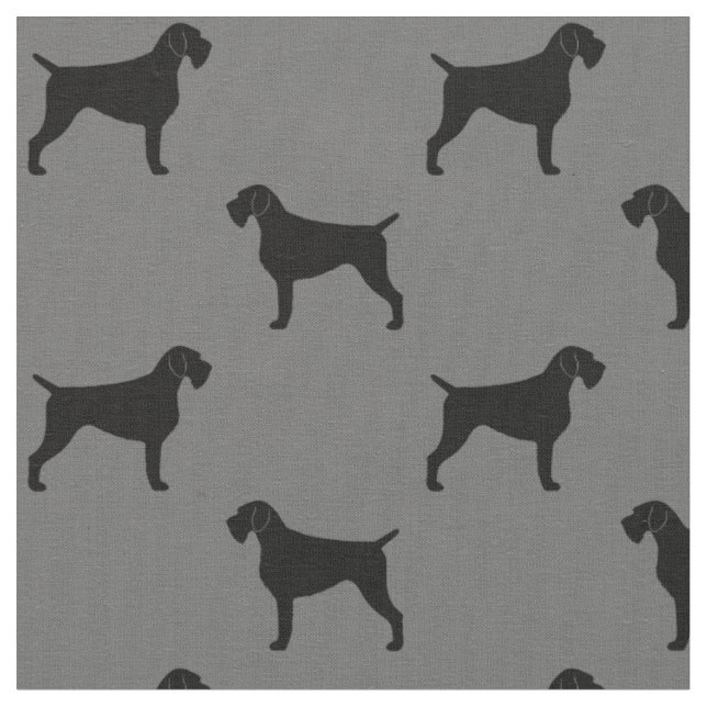 German Wirehaired Pointer Dog Breed Silhouettes Fabric (Close Up)