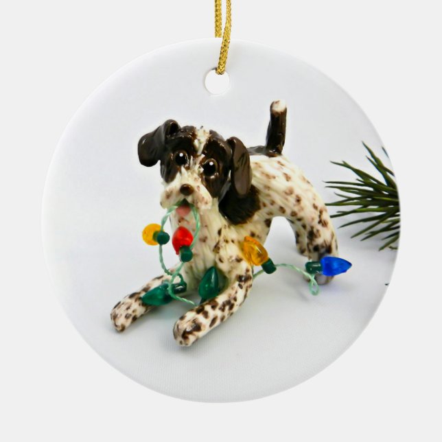 German Wirehaired Pointer Dog Christmas Ornament (Front)