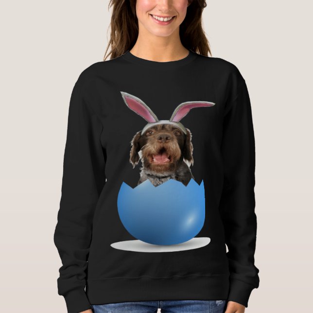 German Wirehaired Pointer Dog Easter Bunny Egg Hun Sweatshirt (Front)
