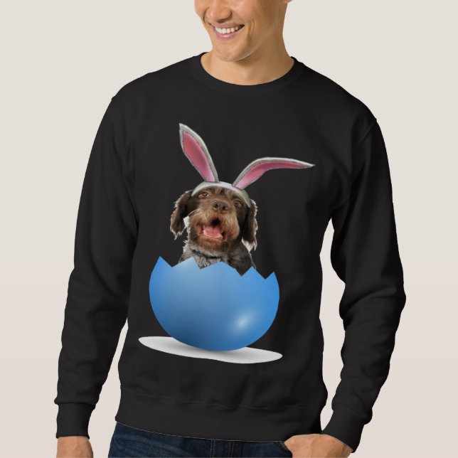 German Wirehaired Pointer Dog Easter Bunny Egg Hun Sweatshirt (Front)