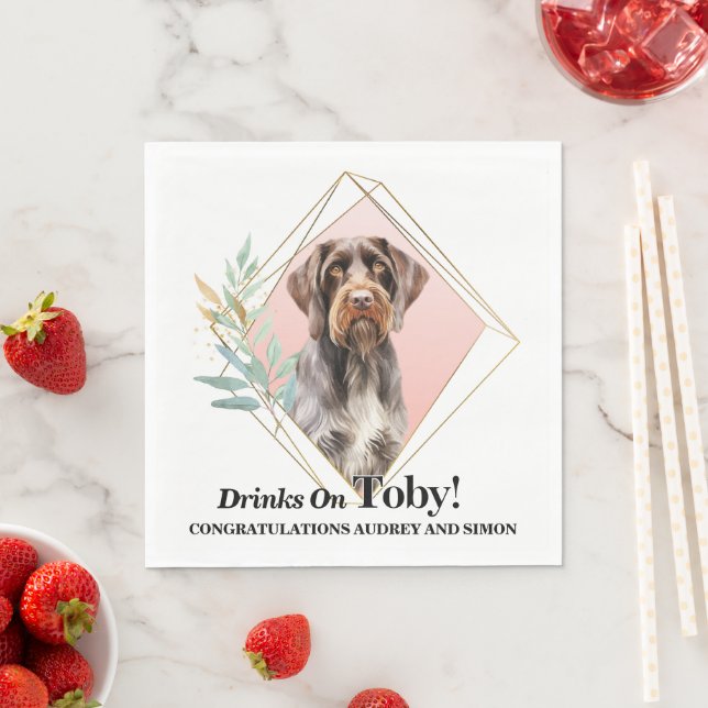 German Wirehaired Pointer Dog Photo Wedding Napkins (Insitu)