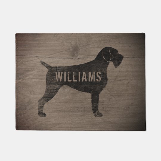 German Wirehaired Pointer Dog Silhouette Custom Doormat Zazzle Com