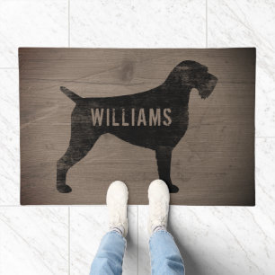 German Wirehaired Pointer Dog Silhouette Custom Doormat