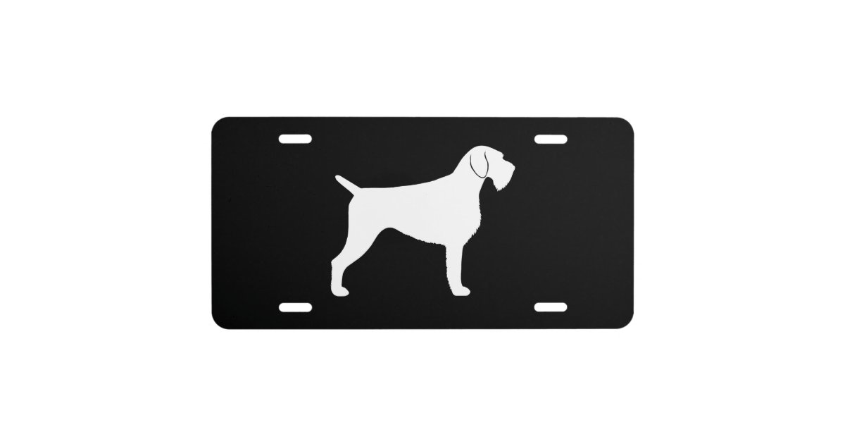 German Wirehaired Pointer Dog Silhouette License Plate Zazzle Com