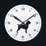 German Wirehaired Pointer Dog Silhouette Round Clock<br><div class="desc">A fun wall clock for the home or office. Makes an original gift for German Wirehaired Pointer lovers. Check out Jenn’s Doodle World for even more decorative clocks and dog breed themed home decor.</div>