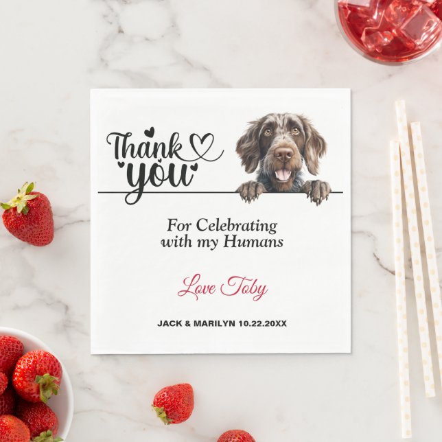 German Wirehaired Pointer Dog Wedding Reception Napkins (Insitu)