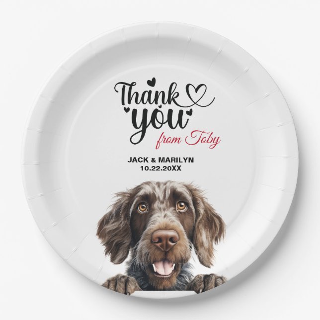 German Wirehaired Pointer Dog Wedding Reception Paper Plates (Front)