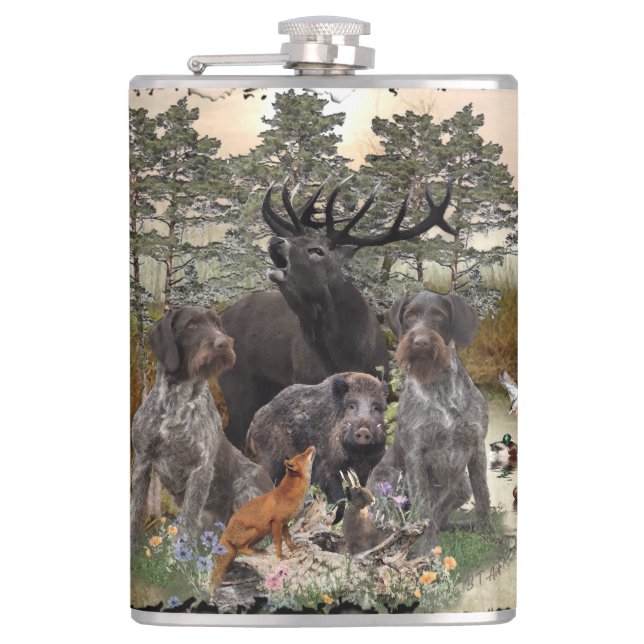  German Wirehaired Pointer Flask (Front)
