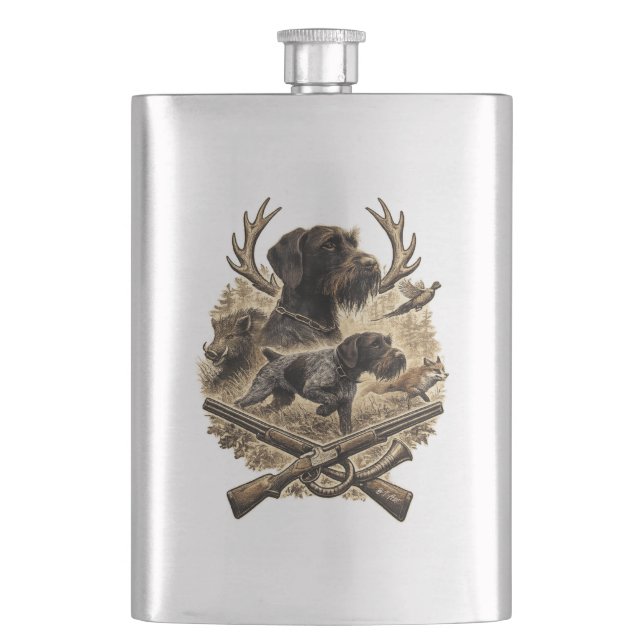 German Wirehaired Pointer Flask (Front)