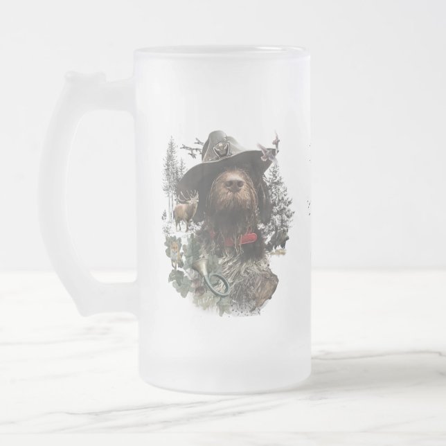 German Wirehaired Pointer    Frosted Glass Beer Mug (Left)