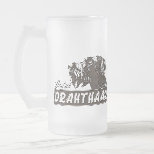  German Wirehaired Pointer Frosted Glass Beer Mug