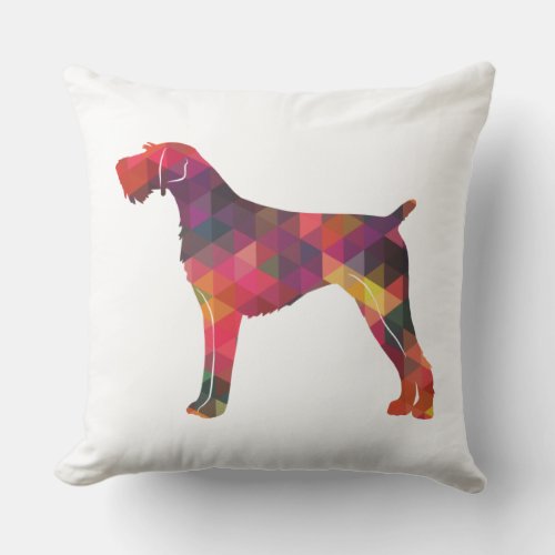 German Wirehaired Pointer Geo Silhouette Multi Throw Pillow