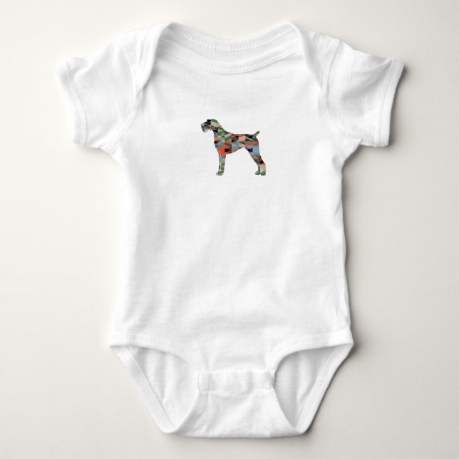German Wirehaired Pointer Geo Silhouette Plaid Baby Bodysuit (Front)