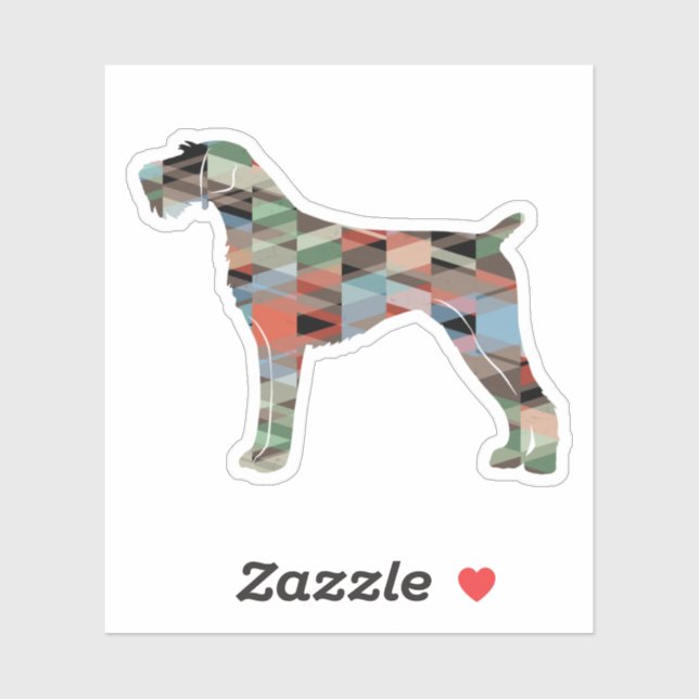 German Wirehaired Pointer Geo Silhouette Plaid Sticker (Sheet)