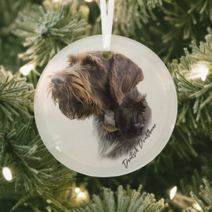 German Wirehaired Pointer Glass Ornament
