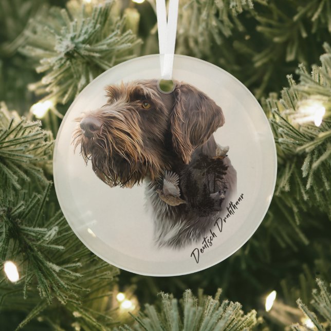 German Wirehaired Pointer      Glass Ornament (Insitu)