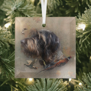German Wirehaired Pointer   Glass Ornament