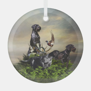 German Wirehaired Pointer Glass Ornament