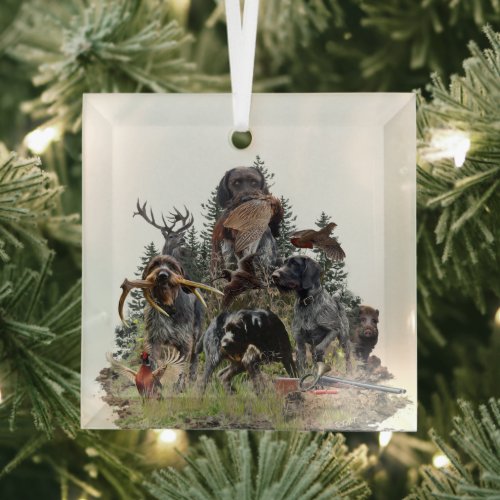 German Wirehaired Pointer     Glass Ornament