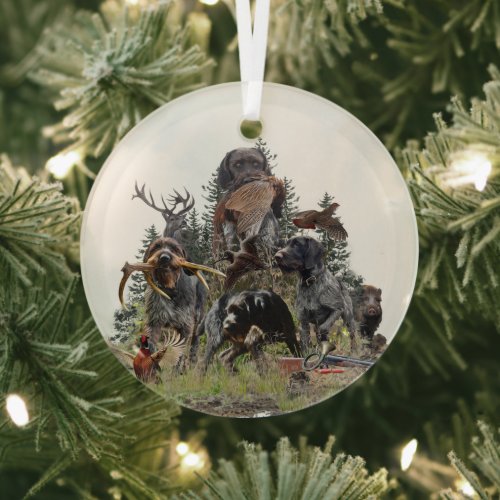 German Wirehaired Pointer     Glass Ornament