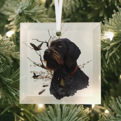 German Wirehaired Pointer   Glass Ornament