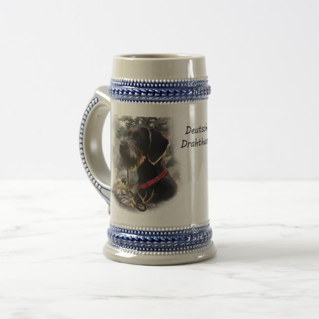 German Wirehaired Pointer, GWP Beer Stein (Front Left)