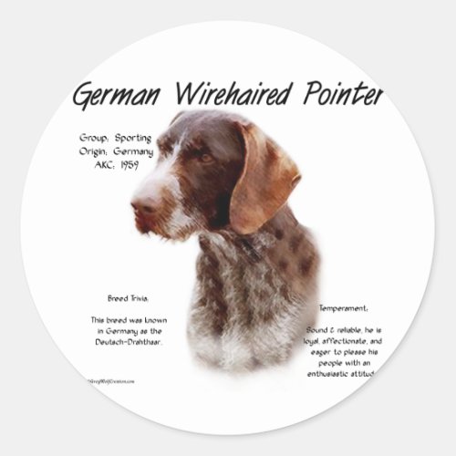 German Wirehaired Pointer History Design Classic Round Sticker