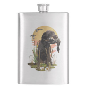 German Wirehaired Pointer hunting a duck Coffee Mu Flask
