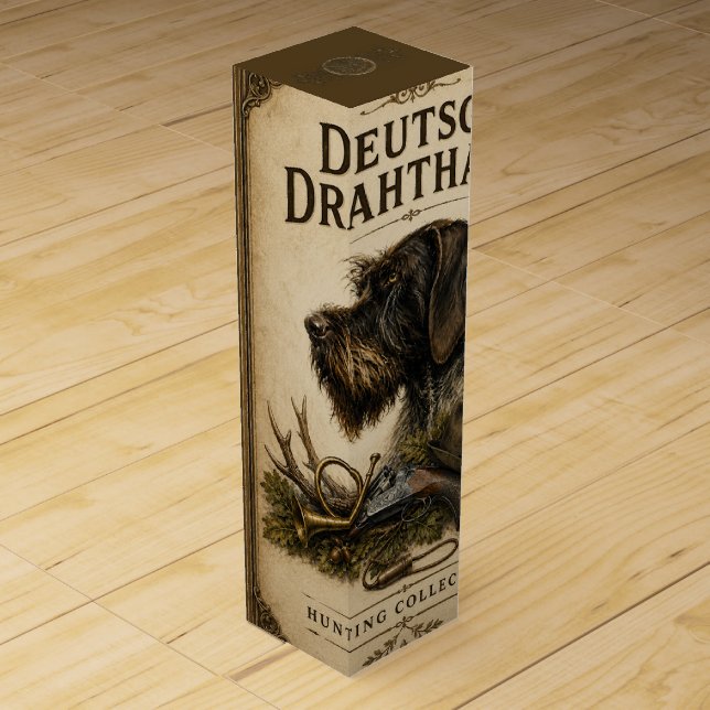 German Wirehaired Pointer – Hunting Collection Wine Box (Front)