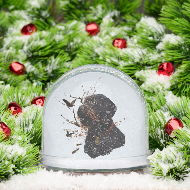 German Wirehaired  Pointer , Hunting Snow Globe (Christmas)