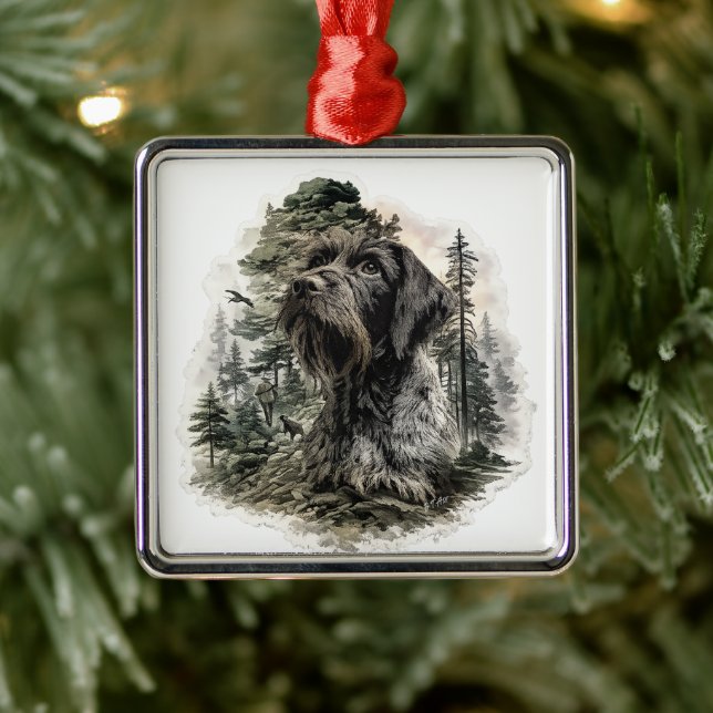 German Wirehaired Pointer Metal Ornament (Tree)